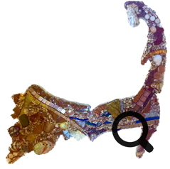 Cape Cod Map,  brown and gold mosaic art by Mary Dunn Cauley