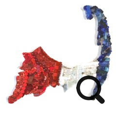 Cape Cod Map, red, white, blue mosaic art by Mary Dunn Cauley