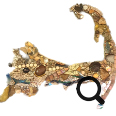 Cape Cod Map, tan mosaic art by Mary Dunn Cauley